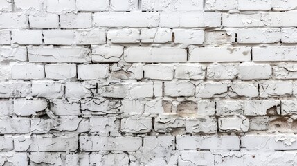 White painted old brick Wall panoramic background - generative ai