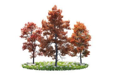 A tree stands in a meadow. 3D rendered image.