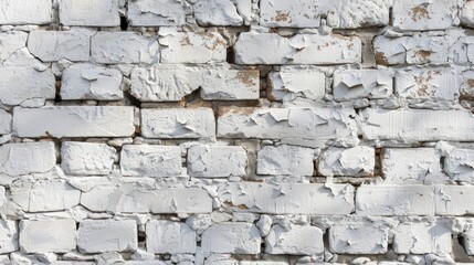 Fototapeta premium White painted old brick Wall panoramic background - generative ai