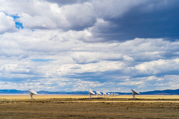 The Very Large Array VLA in New Mexico, satellite dish in the sky