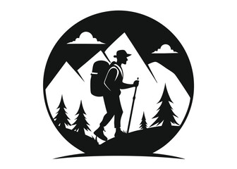 hiking silhouette vector illustration 