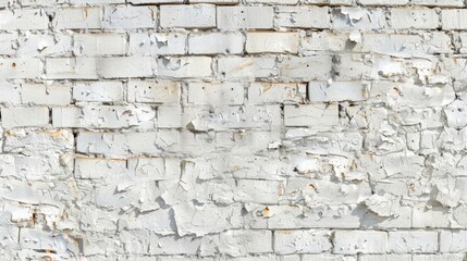 White painted old brick Wall panoramic background - generative ai