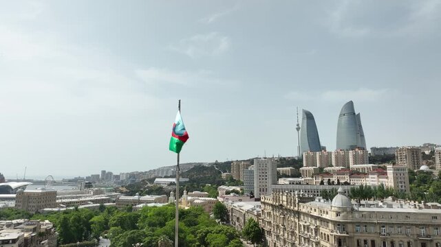 Baku city. Republic of Azerbaijan. View of Baku from a drone