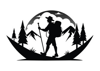 Fototapeta premium hiking silhouette vector illustration 