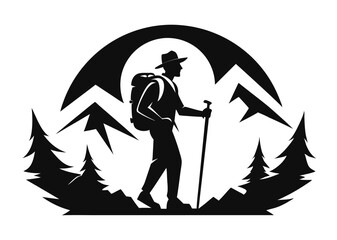 Fototapeta premium hiking silhouette vector illustration 