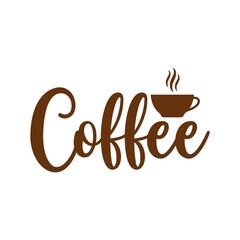 Coffee typography clip art design on plain white transparent isolated background for card, shirt, hoodie, sweatshirt, apparel, card, tag, mug, icon, poster or badge
