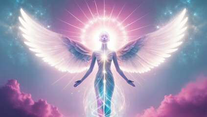 Angelic Figure with Wings and Light Radiating from its Core