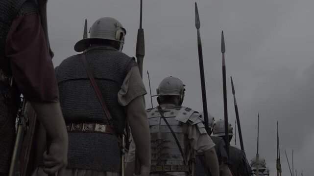 Roman soldiers marching into battle depict discipline, bravery, and evoke nostalgia