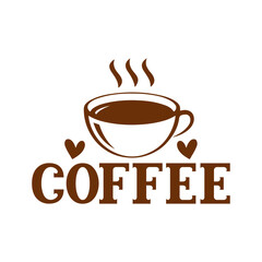 Coffee typography clip art design on plain white transparent isolated background for card, shirt, hoodie, sweatshirt, apparel, card, tag, mug, icon, poster or badge