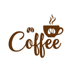 Coffee typography clip art design on plain white transparent isolated background for card, shirt, hoodie, sweatshirt, apparel, card, tag, mug, icon, poster or badge