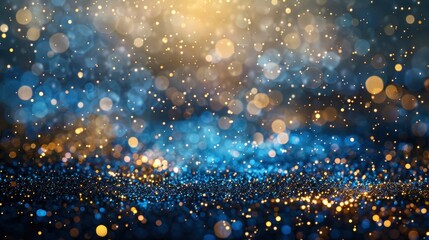 Obraz premium background of abstract glitter lights. blue, gold and black. de focused. banner - generative ai