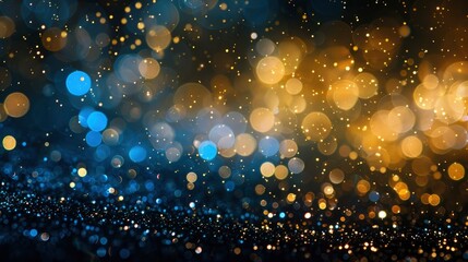 Obraz premium background of abstract glitter lights. blue, gold and black. de focused. banner - generative ai