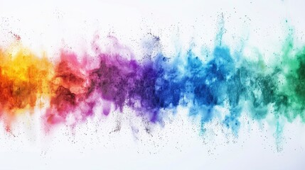 Fototapeta premium colorful rainbow holi paint color powder explosion isolated white wide panorama background - generative ai