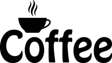 Coffee typography clip art design on plain white transparent isolated background for card, shirt, hoodie, sweatshirt, apparel, card, tag, mug, icon, poster or badge