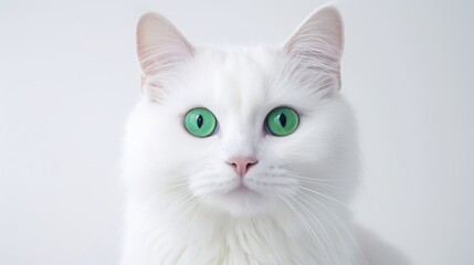 Face portrait of a white cute cat