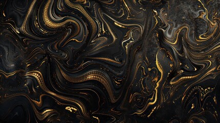 A rich, deep onyx black background with an intricate golden filigree pattern swirling across the entire surface, suggesting elegance and luxury.