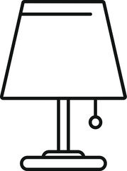 Simple outline icon of a table lamp with a hanging switch, bringing illumination to any space