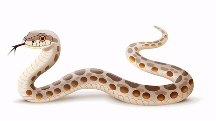 Obraz premium Slithering Serpent: A photorealistic illustration of a brown and tan snake with its tongue out. 