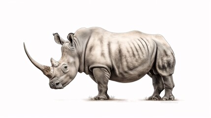 Obraz premium Majestic White Rhino on White Backdrop