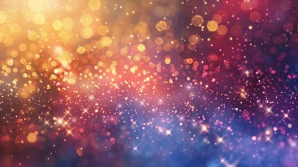 Fototapeta premium Glittering gradient background with hologram effect and magic lights. Holographic abstract fantasy backdrop with fairy sparkles, gold stars and festive blurs - generative ai