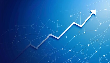 Obraz premium A simple upward arrow on a blue background with a line graph.