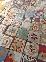 Colorful vintage floor tiles abstract vertical background pattern