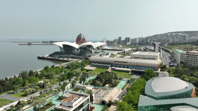 Baku city. Republic of Azerbaijan. View of Baku from a drone
