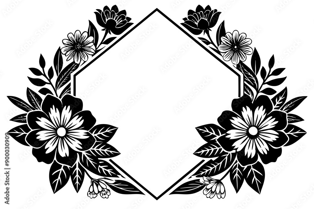 Wall mural Flower frame Invitation card template feature elegant