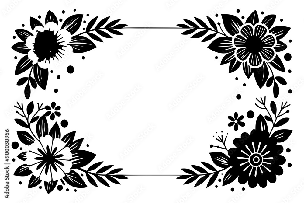 Wall mural Drawing of pattern with flower frame