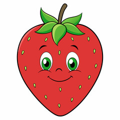 Obraz premium Happy Cartoon Strawberry Against White Background