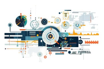 Obraz premium Conceptual Technology Flat Illustration created with Generative AI