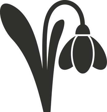 black snowdrop flower simple design clip art preview