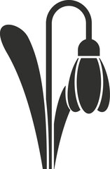 Simple black and white snowdrop illustration, perfect for minimalist designs about spring