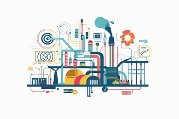 Naklejka premium Conceptual Technology Flat Illustration created with Generative AI
