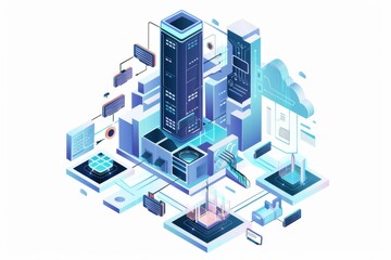 Conceptual Technology Flat Illustration created with Generative AI