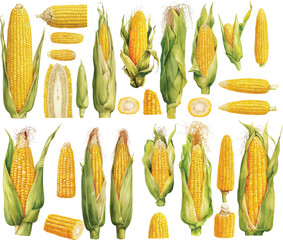 corn watercolor clipart