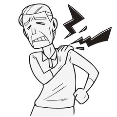 シニア_肩が痛い高齢男性のイラスト