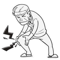 シニア_膝が痛い高齢男性のイラスト