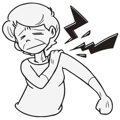 シニア_肩が痛い高齢女性のイラスト