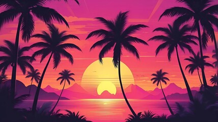 palm trees at sunset