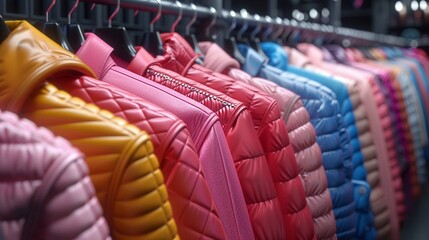 Obraz premium Assortment of colorful jackets on display.
