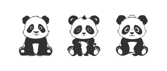 A cute panda silhouette vector illustration,  © Ayrin29