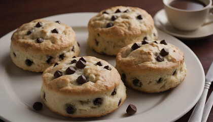 chocolate chip scones on a plate