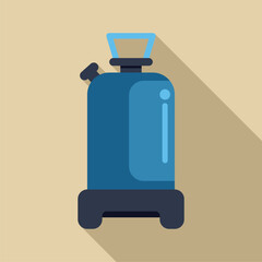 Blue water container for camping with handle and tap being filled with fresh water