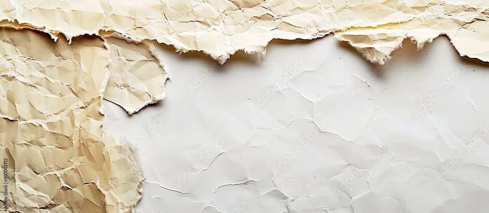 Poster vintage torn paper texture on a blank white backdrop with copy space image