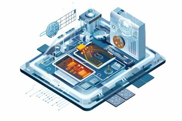 Obraz premium Conceptual Technology Flat Illustration created with Generative AI