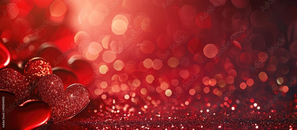 Aufkleber red abstract valentine hearts background with copy space image