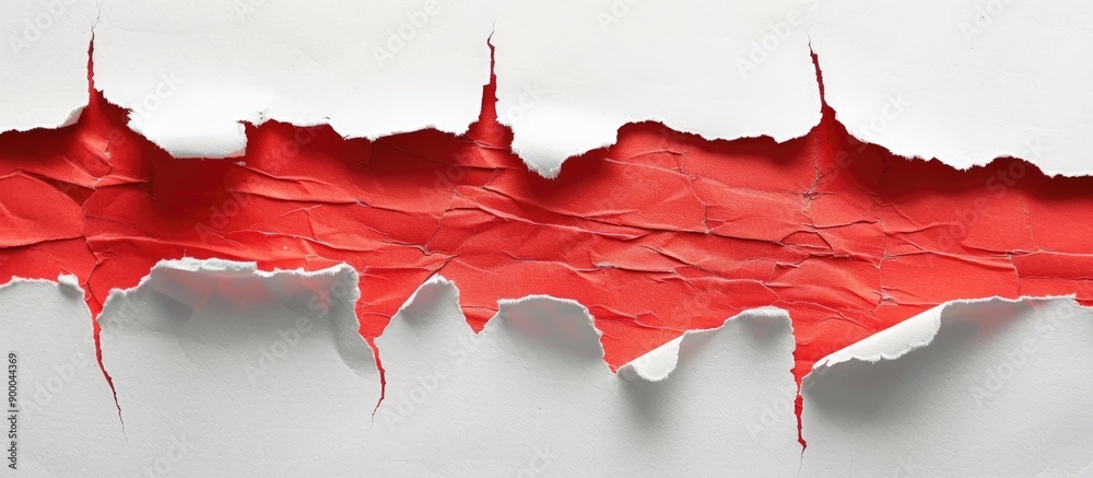 Poster Discover a motivational quote displayed on a white background peeking through torn red paper representing creativity inspiration and achievement with copy space image available