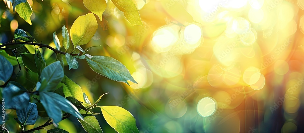 Fototapete an image featuring blurred foliage and vibrant sunlight provides a perfect background for your text 