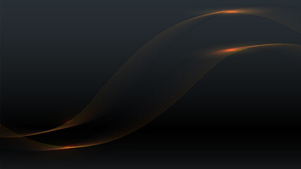 Abstract flowing dots particles light wave pattern on dark background.